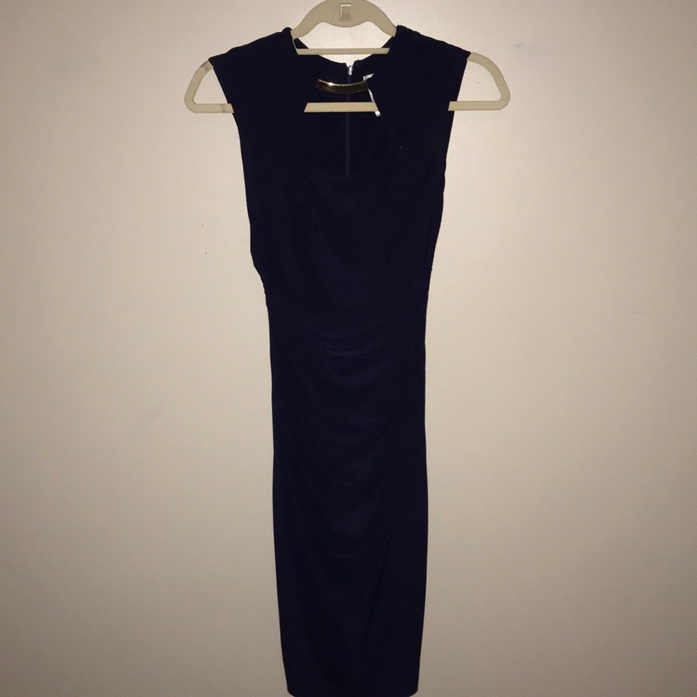 CACHE navy blue back zip dress worn 1x